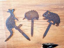 Load image into Gallery viewer, Wombat, Kangaroo & Echidna Pot Plant Stake Set