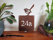 Load image into Gallery viewer, Corten Fairy Wren House Number Sign