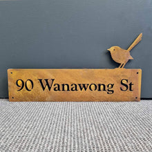 Load image into Gallery viewer, Corten Fairy Wren Property Sign