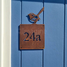 Load image into Gallery viewer, Corten Fairy Wren House Number Sign
