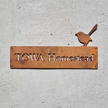 Load image into Gallery viewer, Corten Fairy Wren Property Sign