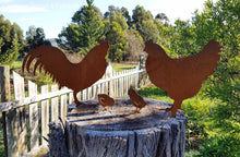 Load image into Gallery viewer, Chicken Family Garden Art Stakes
