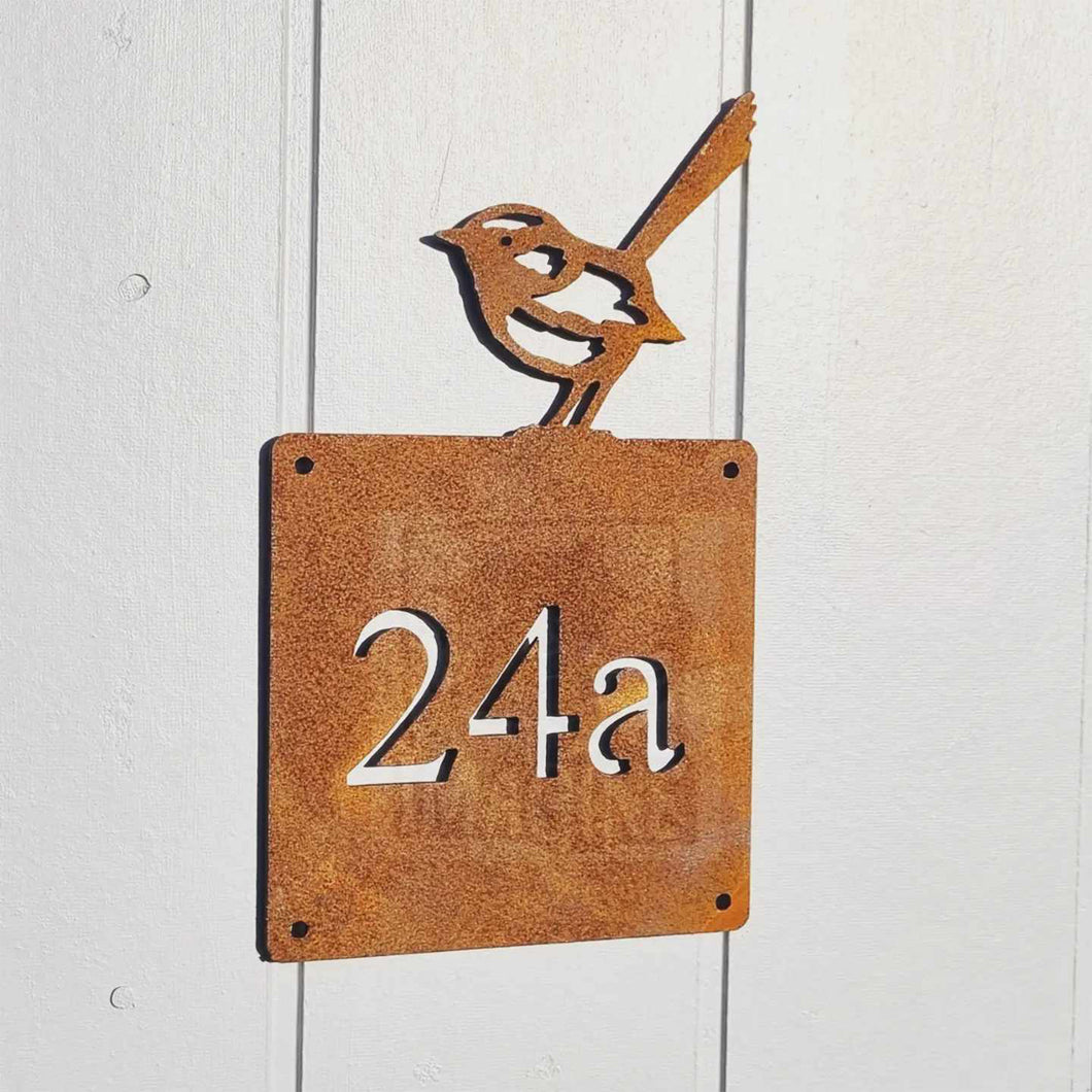 Fairy Wren House Number Sign