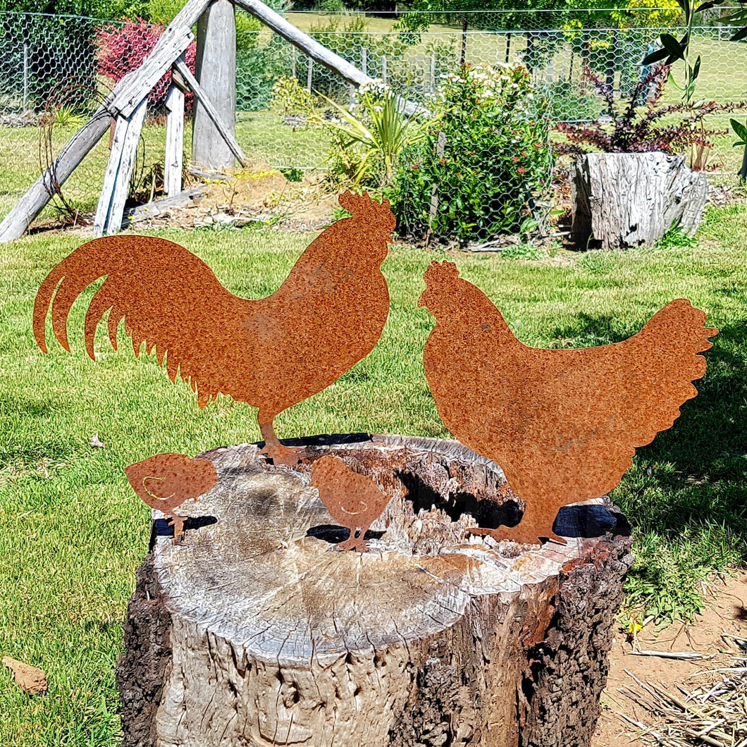 Chicken Family Garden Art